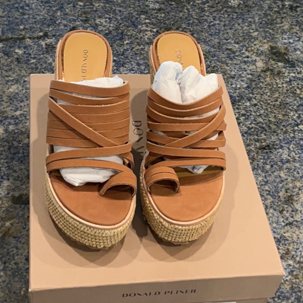 Donald Pliner Women's Brown Wedge Sandals - Picture 3 of 5